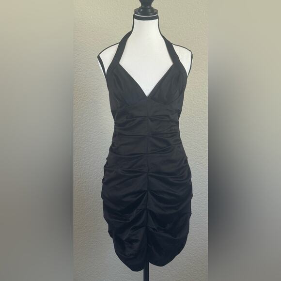 Y2K BCBGMaxAzria Ruched Halter Dress | Size 8 - Picture 1 of 8